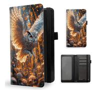 ETLKJVBL Checkbook Cover for Men & Women, Stylish Leather Checkbook Holder Wallet, Rfid Blocking Check Book Cover-48, Owl Taking Flight in Enchanted Forest, Contemporary