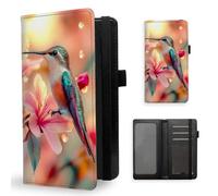 ETLKJVBL Checkbook Cover for Men & Women, Stylish Leather Checkbook Holder Wallet, Rfid Blocking Check Book Cover-39, Hummingbird On Pink Azalea Flower, Contemporary