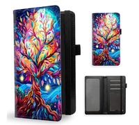 ETLKJVBL Checkbook Cover for Women Men, Rfid Blocking Check Book Cover, Checkbook Holder Wallet, Stylish Leather Checkbook Covers for Personal Checkbook-11, Tree with Colors Leaves, Contemporary