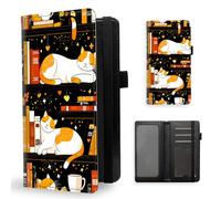 ETLKJVBL Checkbook Cover for Women Men, Rfid Blocking Check Book Cover, Checkbook Holder Wallet, Stylish Leather Checkbook Covers for Personal Checkbook-9, Cute Cartoon Cat, Contemporary