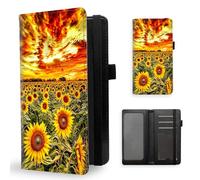 ETLKJVBL Checkbook Cover for Women Men, Rfid Blocking Check Book Cover, Checkbook Holder Wallet, Stylish Leather Checkbook Covers for Personal Checkbook-7, Field of Sunflowers, Contemporary