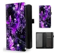 ETLKJVBL Checkbook Cover for Women Men, Rfid Blocking Check Book Cover, Checkbook Holder Wallet, Stylish Leather Checkbook Covers for Personal Checkbook-5, Purple Butterflies, Contemporary