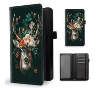 ETLKJVBL Checkbook Cover for Women Men, Rfid Blocking Check Book Cover, Checkbook Holder Wallet, Stylish Leather Checkbook Covers for Personal Checkbook-14, Deer's Head Flowers, Contemporary