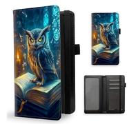 ETLKJVBL Checkbook Cover for Women Men, Rfid Blocking Check Book Cover, Checkbook Holder Wallet, Stylish Leather Checkbook Covers for Personal Checkbook-16, Owl Perched on Open Book, Contemporary