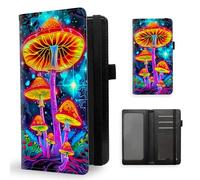 ETLKJVBL Checkbook Cover for Women Men, Rfid Blocking Check Book Cover, Checkbook Holder Wallet, Stylish Leather Checkbook Covers for Personal Checkbook-16, Glowing Mushrooms in Forest, Contemporary