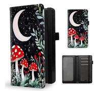ETLKJVBL Checkbook Cover for Women Men, Rfid Blocking Check Book Cover, Checkbook Holder Wallet, Stylish Leather Checkbook Covers for Personal Checkbook-14, Mushrooms in the Moonlight
