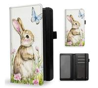 ETLKJVBL Checkbook Cover for Women Men, Rfid Blocking Check Book Cover, Checkbook Holder Wallet, Stylish Leather Checkbook Covers for Personal Checkbook-14, Rabbit Butterfly Floral Glade, Contemporary