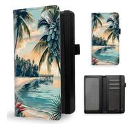 ETLKJVBL Checkbook Cover for Women Men, Rfid Blocking Check Book Cover, Checkbook Holder Wallet, Stylish Leather Checkbook Covers for Personal Checkbook-8, Coconut Beach, Contemporary