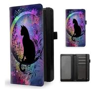 ETLKJVBL Checkbook Cover for Women Men, Rfid Blocking Check Book Cover, Checkbook Holder Wallet, Stylish Leather Checkbook Covers for Personal Checkbook-14, Black Cat Sitting on the Moon, Contemporary