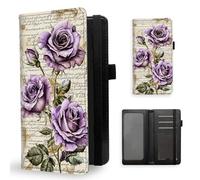 ETLKJVBL Checkbook Cover for Women Men, Rfid Blocking Check Book Cover, Checkbook Holder Wallet, Stylish Leather Checkbook Covers for Personal Checkbook-14, Watercolor Paint of Purple Roses