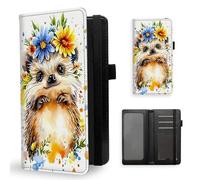 ETLKJVBL Checkbook Cover for Women Men, Rfid Blocking Check Book Cover, Checkbook Holder Wallet, Stylish Leather Checkbook Covers for Personal Checkbook-14, Cute Hedgehog with Flowers, Contemporary