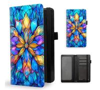 ETLKJVBL Checkbook Cover for Women Men, Rfid Blocking Check Book Cover, Checkbook Holder Wallet, Stylish Leather Checkbook Covers for Personal Checkbook-7, Stained Glass Flower, Contemporary