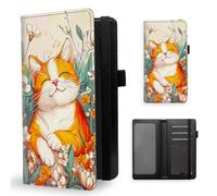 ETLKJVBL Checkbook Cover for Women Men, Rfid Blocking Check Book Cover, Checkbook Holder Wallet, Stylish Leather Checkbook Covers for Personal Checkbook-16, Cute Orange White Cat Flower, Contemporary