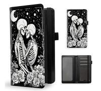 ETLKJVBL Checkbook Cover for Women Men, Rfid Blocking Check Book Cover, Checkbook Holder Wallet, Stylish Leather Checkbook Covers for Personal Checkbook-13, Skeleton Couple in Embracing, Contemporary