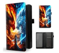 ETLKJVBL Checkbook Cover for Women Men, Rfid Blocking Check Book Cover, Checkbook Holder Wallet, Stylish Leather Checkbook Covers for Personal Checkbook-7, Ice Dragon and Fire Dragon, Contemporary