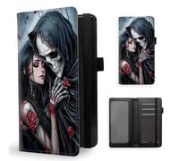 ETLKJVBL Checkbook Cover for Women Men, Rfid Blocking Check Book Cover, Checkbook Holder Wallet, Stylish Leather Checkbook Covers for Personal Checkbook-14, Skeleton and Beauty Embrace