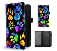 ETLKJVBL Checkbook Cover for Women Men, Rfid Blocking Check Book Cover, Checkbook Holder Wallet, Stylish Leather Checkbook Covers for Personal Checkbook-10, Colorful Paw Prints, Contemporary