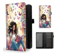 ETLKJVBL Checkbook Cover for Women Men, Rfid Blocking Check Book Cover, Checkbook Holder Wallet, Stylish Leather Checkbook Covers for Personal Checkbook-7, Butterfly Girl Reading, Contemporary