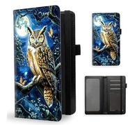 ETLKJVBL - Checkbook Cover for Women Men, RFID Blocking Checkbook Cover, Personal Checkbook Wallet, 11, Moon Owl, Contemporary, Moon Owl, Contemporary