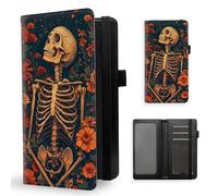 ETLKJVBL Checkbook Cover for Women Men RFID Blocking Checkbook Holder Wallet Stylish Leather Checkbook Covers for Personal Checkbook-11, Skeleton Flowers, Modern