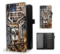 ETLKJVBL Checkbook Cover for Women Men RFID Blocking Checkbook Holder Wallet Stylish Leather Checkbook Covers for Personal Checkbook-4, Camouflage Deer American Flag, Modern