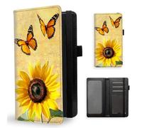 ETLKJVBL Checkbook Cover for Women Men RFID Blocking Checkbook Holder Wallet Stylish Leather Checkbook Covers for Personal Checkbook-9 Butterfly Sunflower Modern