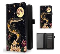 ETLKJVBL Checkbook Cover for Women Men RFID Blocking Checkbook Holder Wallet Stylish Leather Checkbook Covers for Personal Checkbook-11, Snake Flower Moon, Modern