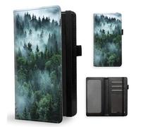 ETLKJVBL Checkbook Cover for Women Men RFID Blocking Checkbook Holder Wallet Stylish Leather Checkbook Covers for Personal Checkbook-7, Fog Forest, Modern