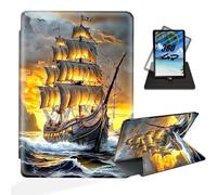 ETLKJVBL for All-New 6" Kindle (11th Generation, 2024/2022 Release) Case, 360 Degree Rotating, Auto Sleep/Wake, Pirate Ship Sailing Exquisite Leather Case for Basic Kindle 11th Generation