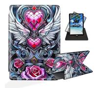 ETLKJVBL for Amamzon Kindle Fire 7 Case, 360 Degree Rotating, Auto Sleep/Wake, Hearts Pink Roses Angel Wings Exquisite Leather Case for Kindle Fire 7 9th/7th/5th Generation, 2019/2017/2015 Release