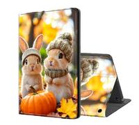 ETLKJVBL for Fire 7 Tablet Case(12th Gen, 2022 Release), Auto Sleep/Wake, Bunnies with a Pumpkin in Autumn Multiple Angles Viewing Folio Stand Case for All-New Fire 7 Tablet