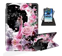 ETLKJVBL for Fire HD 10 Case 2019/2017 10.1 Inch, 360 Degree Rotating, Auto Sleep/Wake, Moon Flowers Fairy Exquisite Leather Case for Amazon Kindle Fire HD 10 9th/7th Gen