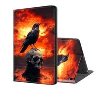 ETLKJVBL for Fire HD 10 Tablet Case 2019/2017 10.1 Inch, Auto Sleep/Wake, Raven on Skull at Sunset Multiple Angles Viewing Folio Stand Leather Case for Kindle Fire HD 10 9th/7th Gen