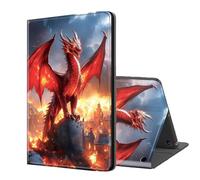 ETLKJVBL for Fire HD 8/ HD8 Plus Tablet Case (12th/10th Gen, 2024/2022/2020), Auto Sleep/Wake, Red Dragon Over Burning City Multiple Angles Viewing Folio Stand Case for Amazon Fire HD 8
