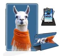 ETLKJVBL for Fire HD 8/ HD8 Plus Tablet Case (12th/10th Generation, 2024/2022/2020), 360 Degree Rotating, Auto Sleep/Wake, White Llama Exquisite Leather Case for Amazon Fire HD 8