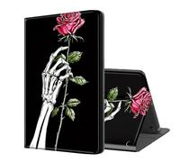 ETLKJVBL for Fire HD 8/ HD8 Plus Tablet Case (12th/10th Generation, 2024/2022/2020), Auto Sleep/Wake, Skeletal Hand Hold Rose Multiple Angles Viewing Folio Stand Case for Amazon Fire HD 8