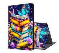ETLKJVBL for Fire HD 8/ HD8 Plus Tablet Case (12th/10th Generation, 2024/2022/2020), Auto Sleep/Wake, Stack of Books Colors Flowers Multiple Angles Viewing Folio Stand Case for Amazon Fire HD 8
