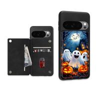 ETLKJVBL for Google Pixel 10 Pro Case Wallet with Card Holder, Fright-Fall Phantoms & Pumpkins Stylish PU Leather Phone Case with Kickstand - Secure RFID Blocking & Dual Magnetic Locking