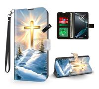 ETLKJVBL for Google Pixel 6 Case Wallet with Card Holder, Cross Shining Brightly in The Sky Magnetic Snap and RFID Blocking Leather Flip Cover/Kickstand for Google Pixel 6 Case