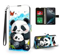 ETLKJVBL for Google Pixel 7 Pro 5G Case Wallet with Card Holder, Panda Hug with Bamboo Butterfly Magnetic Snap and RFID Blocking Leather Flip Cover/Kickstand Phone Case