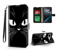 ETLKJVBL for Google Pixel 8A Case Wallet with Card Holder, Mysterious Cat Eyes in The Dark Magnetic Snap and RFID Blocking Leather Flip Cover/Kickstand for Google Pixel 8A Case
