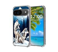 ETLKJVBL for Google Pixel 9/9 Pro Case, Howling Wolves in Snowy Mountains High-Definition Painted Back Cover with Soft Transparent TPU Bumper, Shockproof Protective