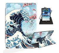 ETLKJVBL for iPad 10th Generation Case, 360 Degree Rotating Stand Cover Multi Angle Viewing, Auto Sleep/Wake, Great Wave Cherry Blossoms Leather Case for iPad (A16) 11th Generation 11 Inch 2025