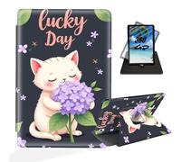 ETLKJVBL for iPad 10th Generation Case, 360 Degree Rotating Stand Cover Multi Angle Viewing, Auto Sleep/Wake, Lucky Day Cat Leather Case for iPad (A16) 11th Generation 11 Inch 2025
