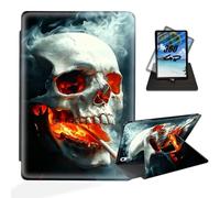 ETLKJVBL for iPad 10th Generation Case, 360 Degree Rotating Stand Cover Multi Angle Viewing, Auto Sleep/Wake, Skull Smoking with Fiery Glow Leather Case for iPad (A16) 11th Gen 11 Inch 2025