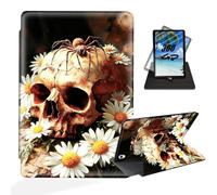 ETLKJVBL for iPad 10th Generation Case, 360 Degree Rotating Stand Cover Multi Angle Viewing, Auto Sleep/Wake, Skull with Spider and Daisies Leather Case for iPad (A16) 11th Gen 11 Inch 2025