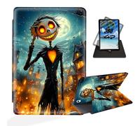 ETLKJVBL for iPad 10th Generation Case, 360 Degree Rotating Stand Cover Multi Angle Viewing, Auto Sleep/Wake, Skeleton in Spooky Season Town Leather Case for iPad (A16) 11th Gen 11 Inch 2025