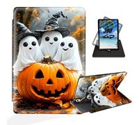 ETLKJVBL for iPad 10th Generation Case, 360 Degree Rotating Stand Cover Multi Angle Viewing, Auto Sleep/Wake, Spectres on Spooky Season Pumpkin Leather Case for iPad (A16) 11th Gen 11 Inch 2025
