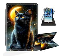 ETLKJVBL for iPad 10th Generation Case, 360 Degree Rotating Stand Cover Multi Angle Viewing, Auto Sleep/Wake, Black Cat by Crescent Moon Leather Case for iPad (A16) 11th Gen 11 Inch 2025