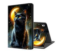 ETLKJVBL for iPad 10th Generation Case, Stand Cover Multi Angle Viewing, Auto Sleep/Wake, Black Cat by Crescent Moon Exquisite Leather for iPad Case 10th Generation 10.9 Inch